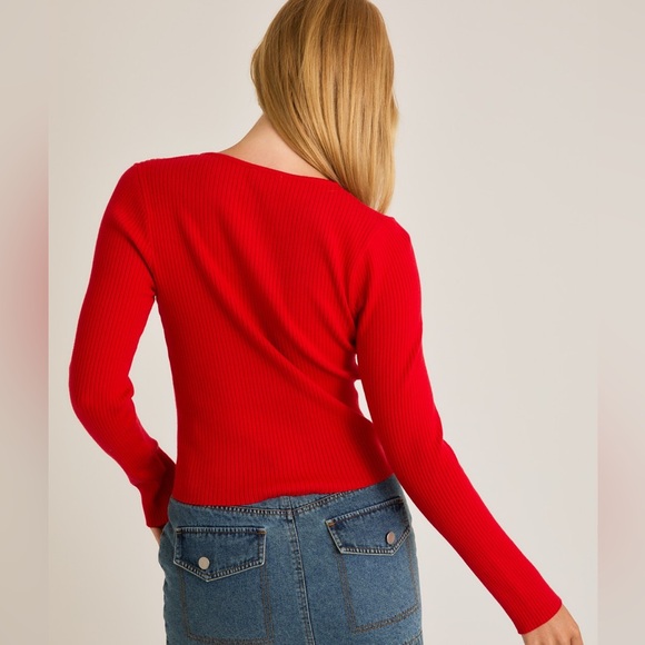 Satin Bow Cutout Knit Long Sleeve Top - Le Lis - Picture 4 of 6